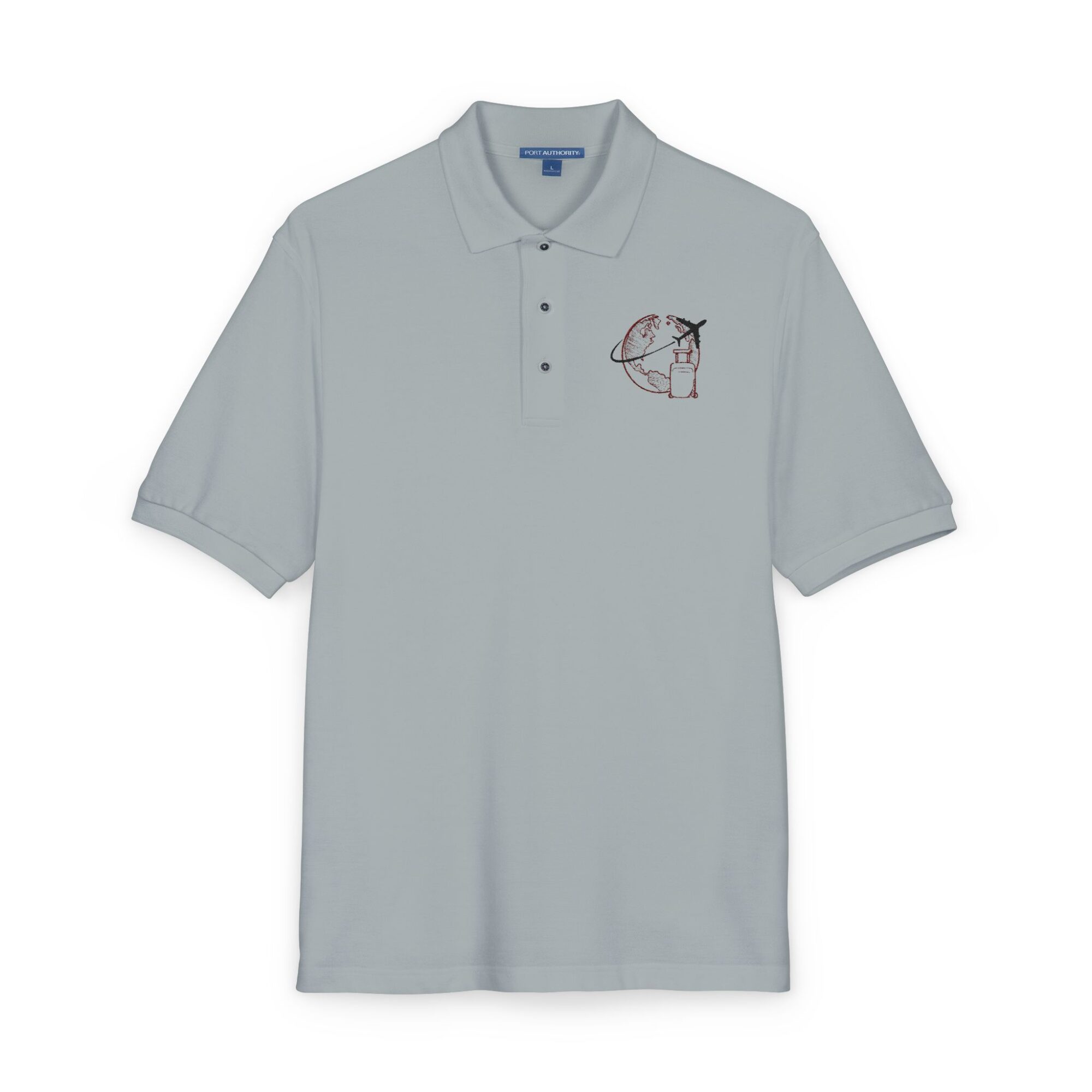 Embroidered Fishing Hook & Marlin Polo Shirt — Men's Performance Golf Polo