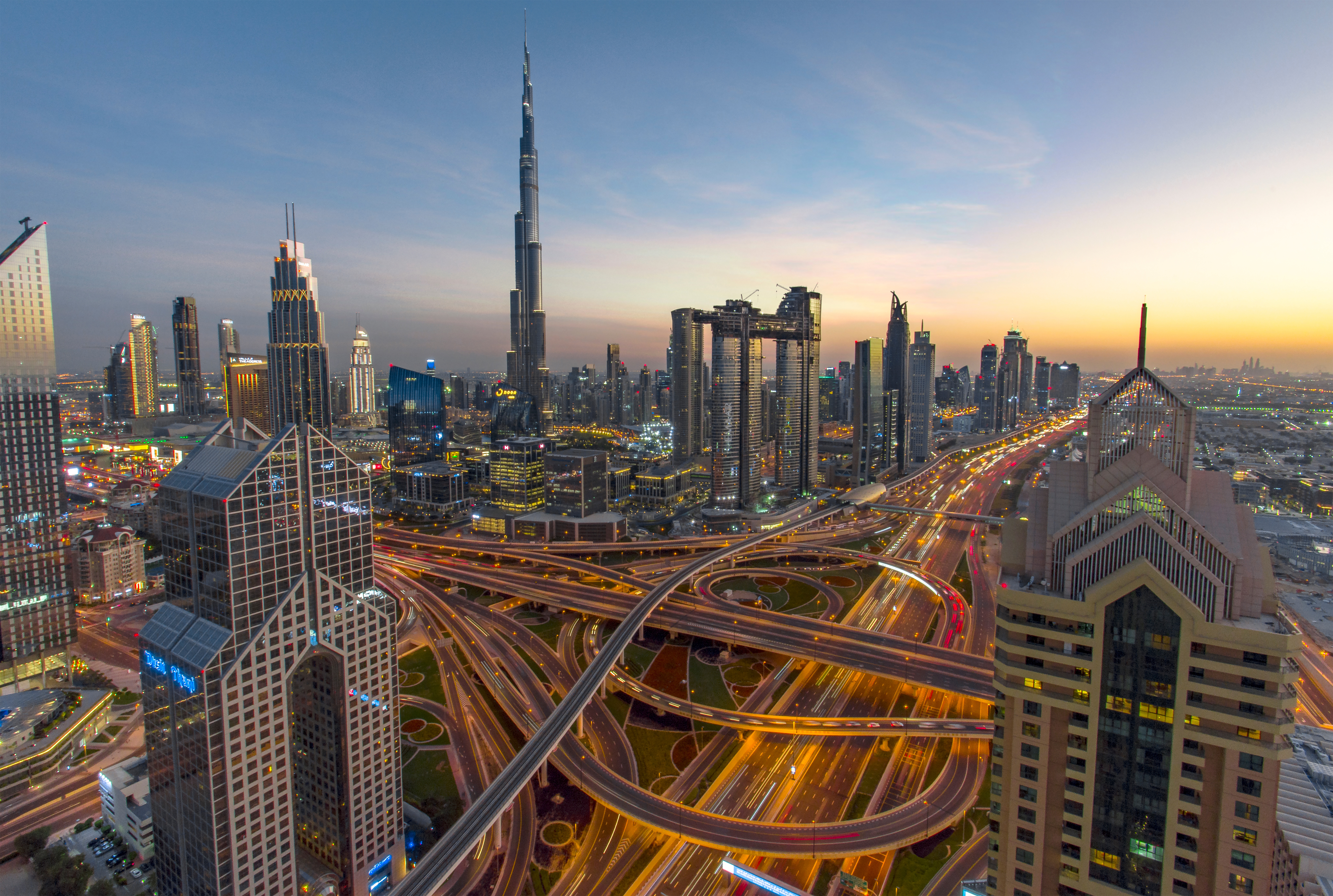 Dubai Skyline During the evening