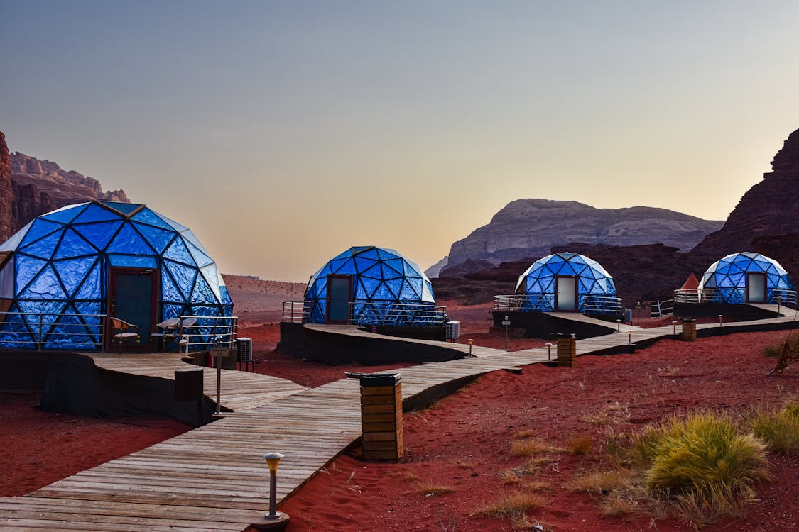 Luxury dome camp in Wadi Rum desert Jordan
