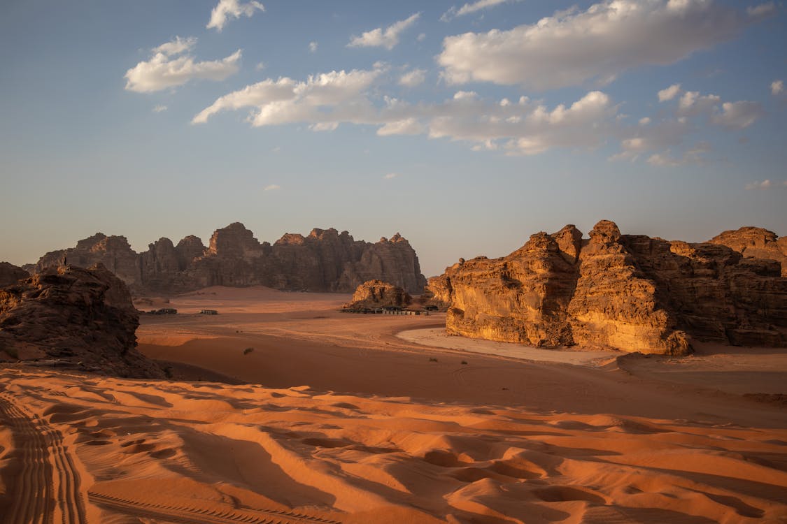 Wadi Rum desert Jordan golden hour sunset landscape