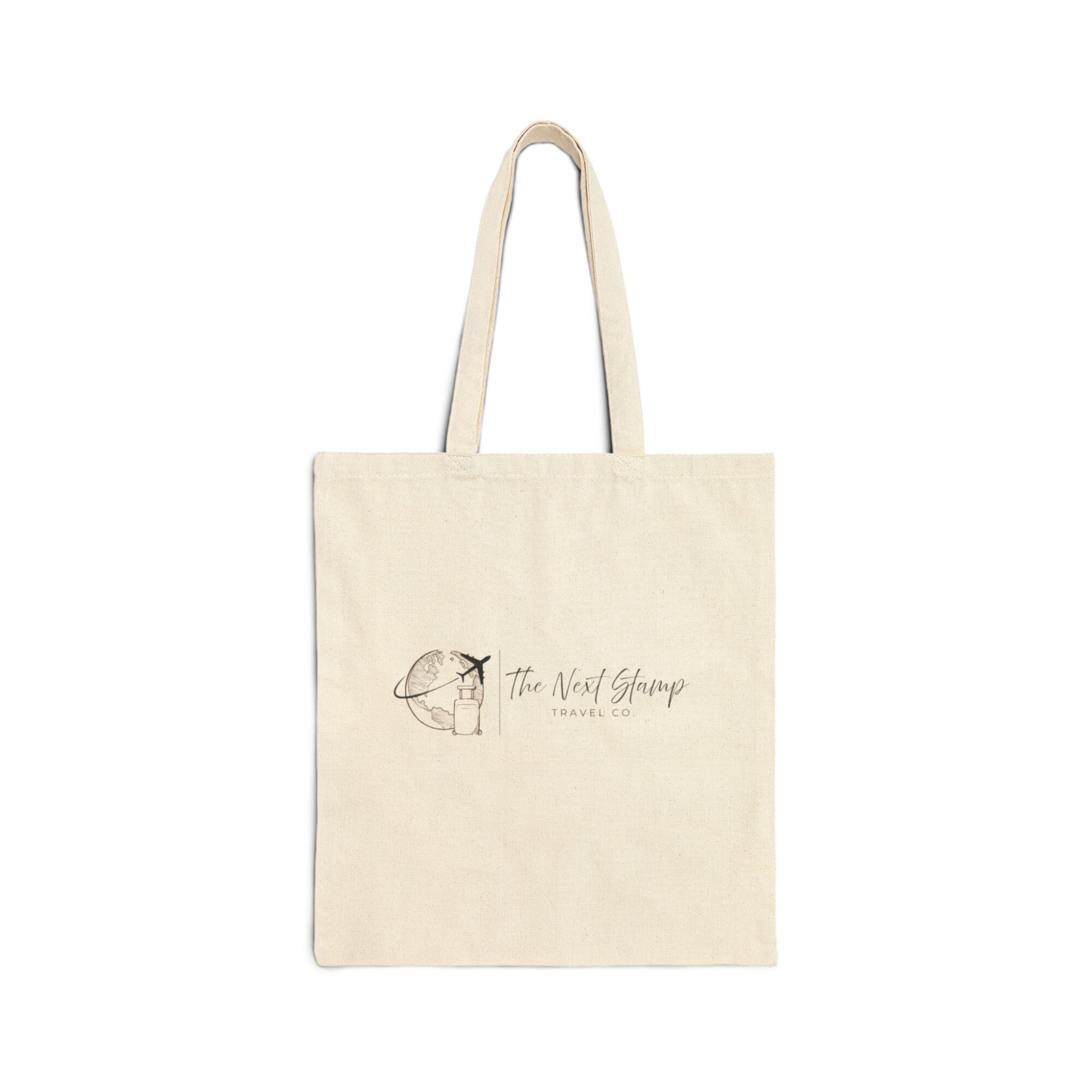 The Next Stamp Travel Co. Canvas Tote | Neutral Travel Logo Bag