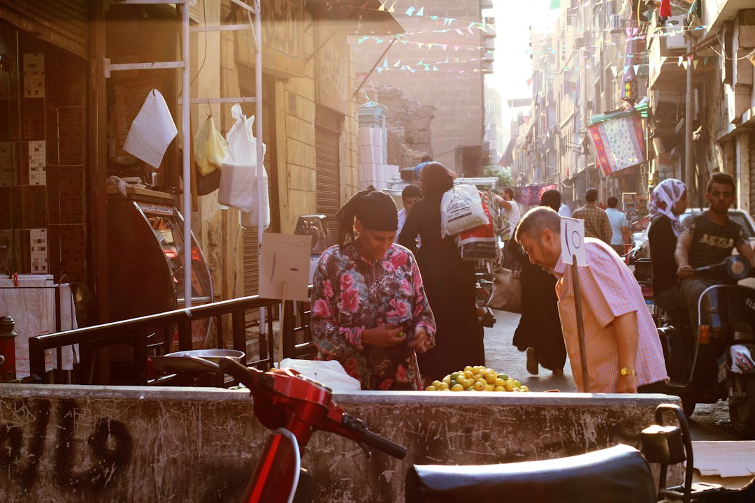 People eating at a casual street restaurant in Cairo