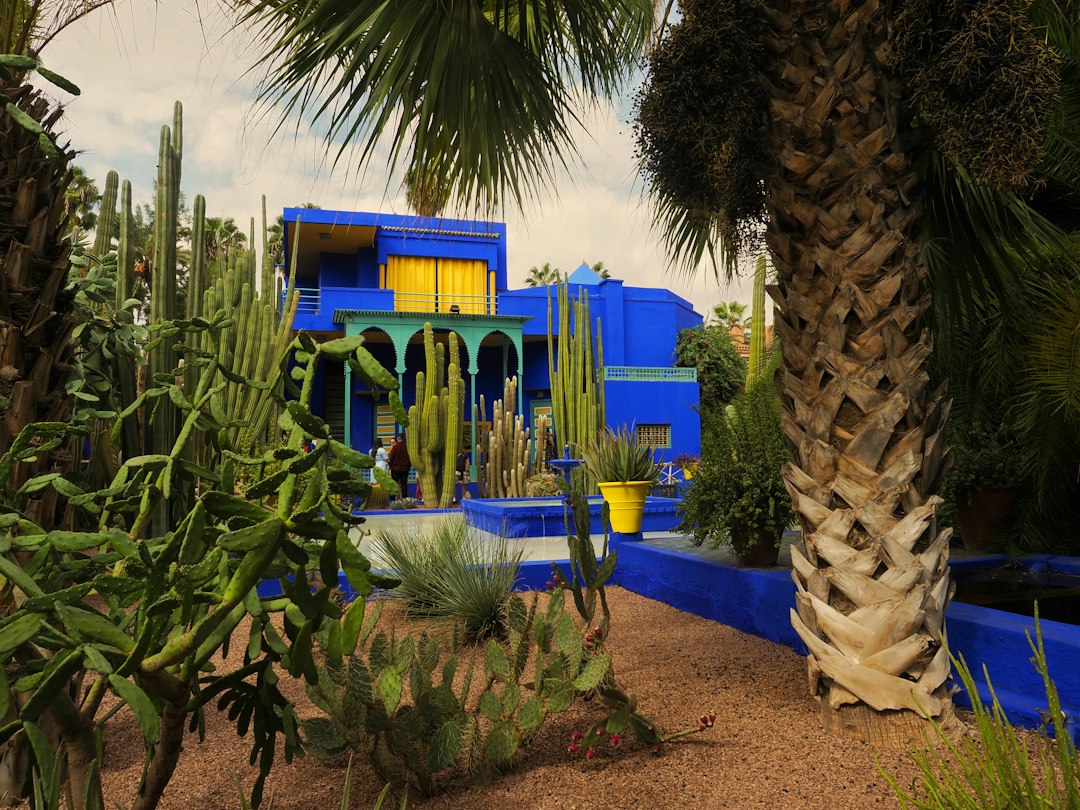 The cobalt blue villa at Jardin Majorelle in Marrakech, Morocco