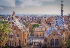 Top of parc Guell overlooking Barcelona